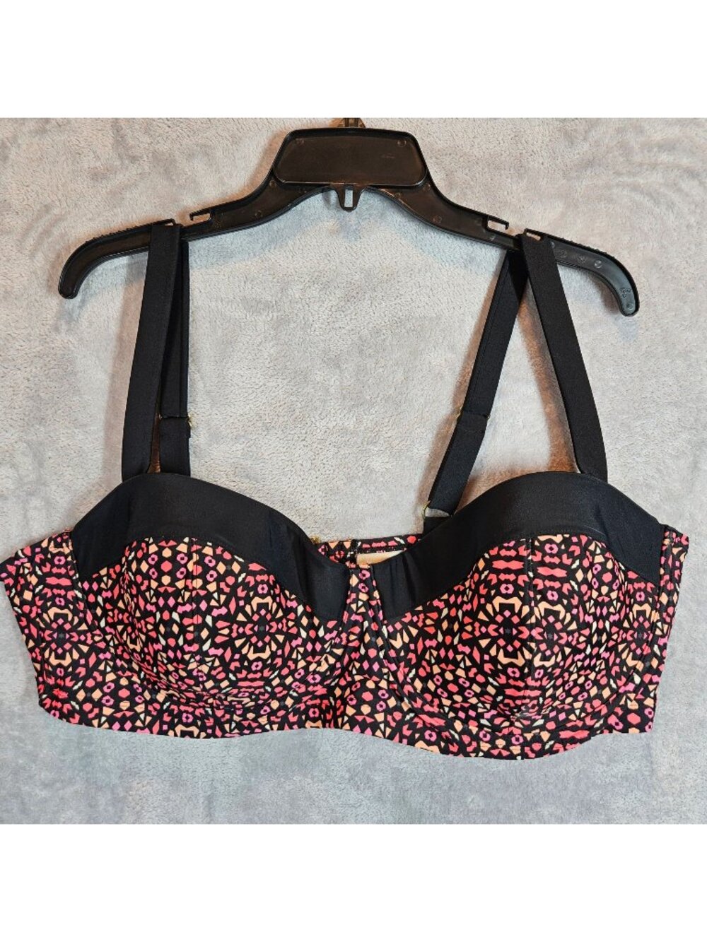 NWT Ava & Viv Womens Size 24W Swim top Multicolor Geometric Adjustable Straps